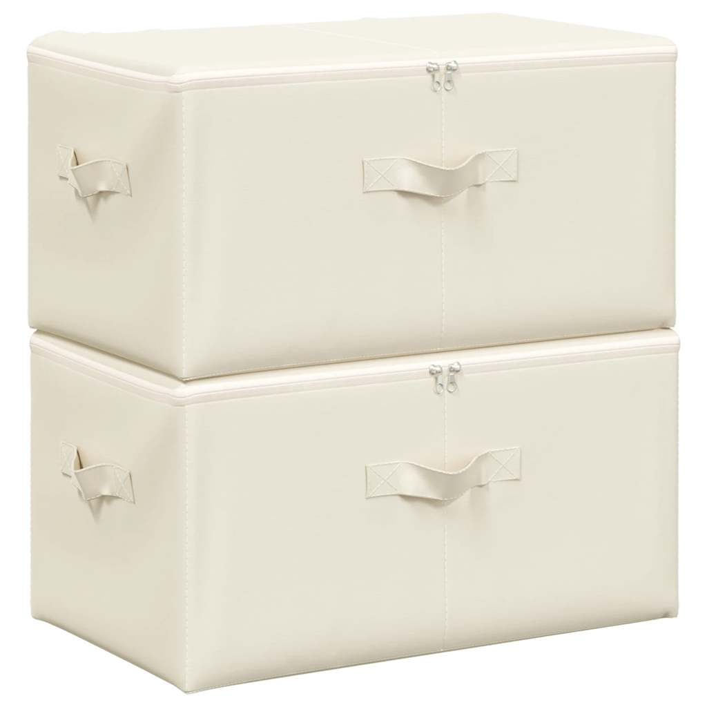 Scatole Portaoggetti 2pz in Tessuto 43x34x23 cm Crema