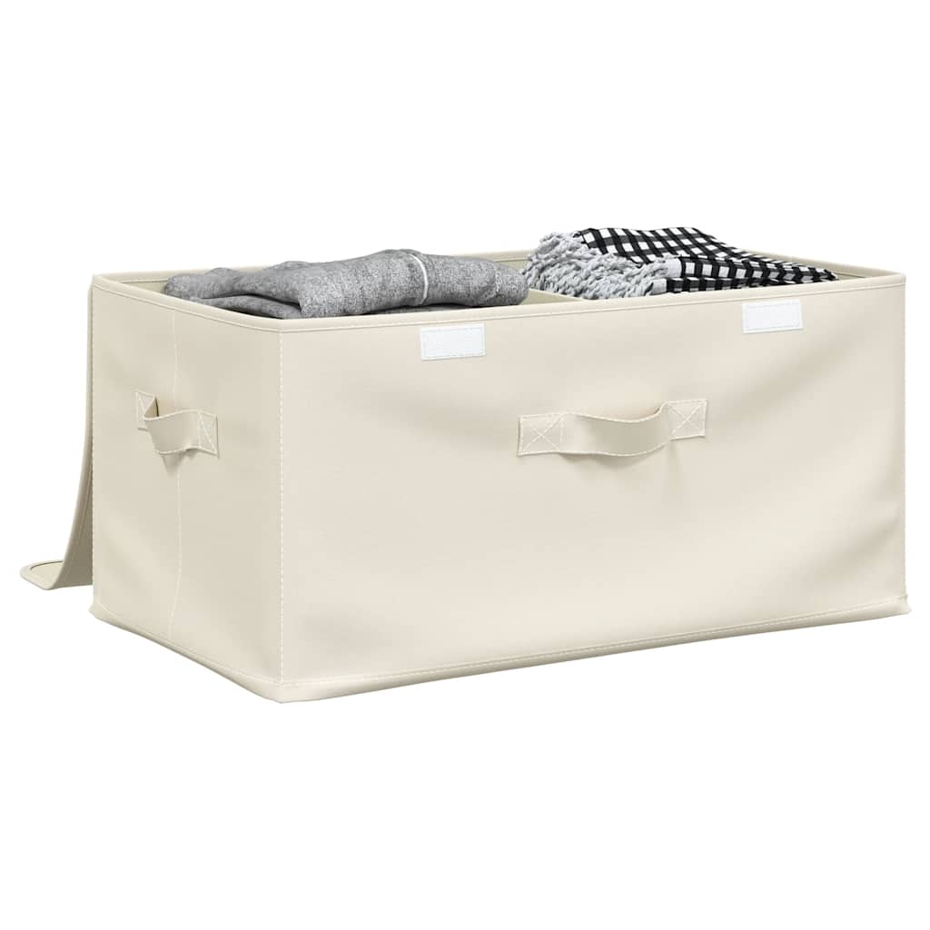 Scatole Portaoggetti 2pz in Tessuto 43x34x23 cm Crema
