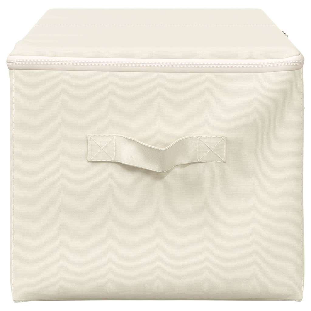 Scatole Portaoggetti 2pz in Tessuto 43x34x23 cm Crema