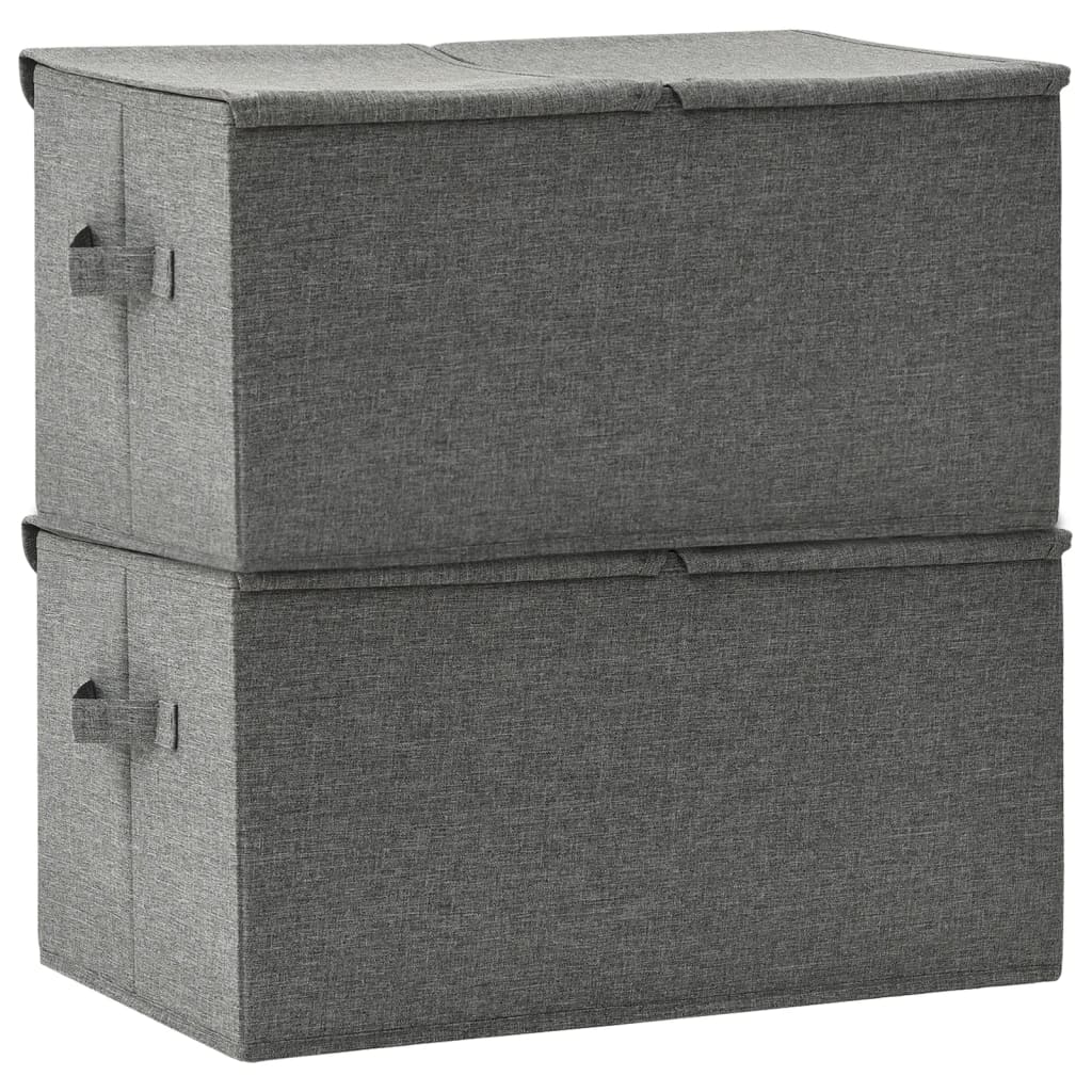 Scatole Portaoggetti 2pz in Tessuto 50x30x25 cm Antracite
