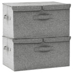Scatole Portaoggetti 2pz in Tessuto 50x30x25 cm Grigio