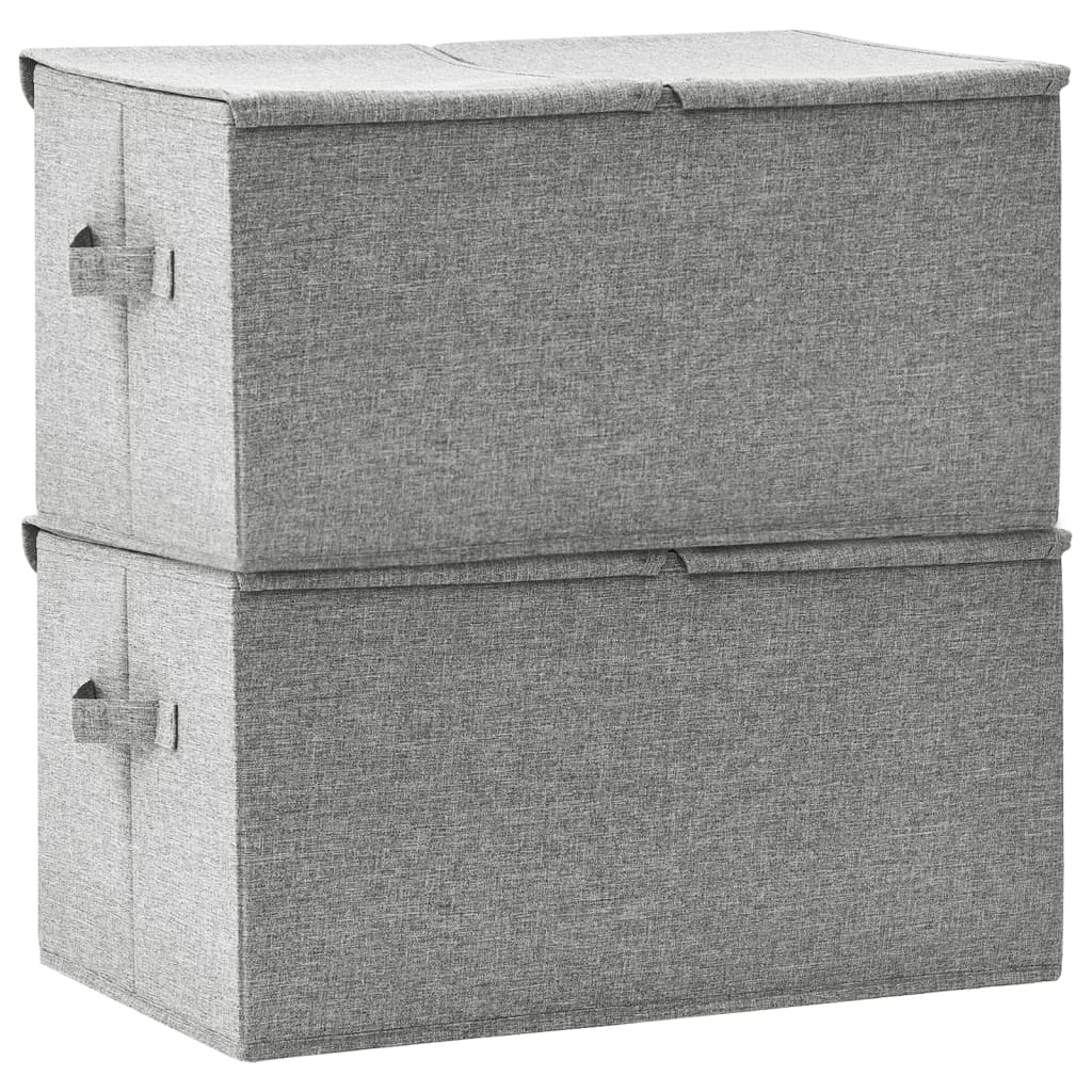 Scatole Portaoggetti 2pz in Tessuto 50x30x25 cm Grigio