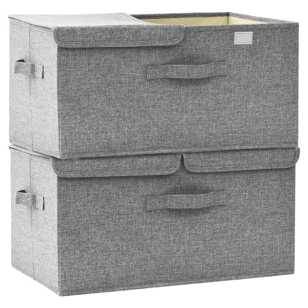 Scatole Portaoggetti 2pz in Tessuto 50x30x25 cm Grigio