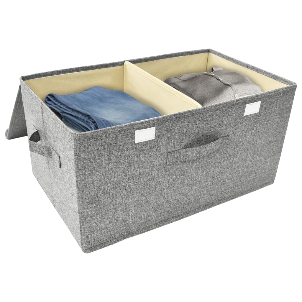 Scatole Portaoggetti 2pz in Tessuto 50x30x25 cm Grigio