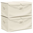 Scatole Portaoggetti 2pz in Tessuto 50x30x25 cm Crema