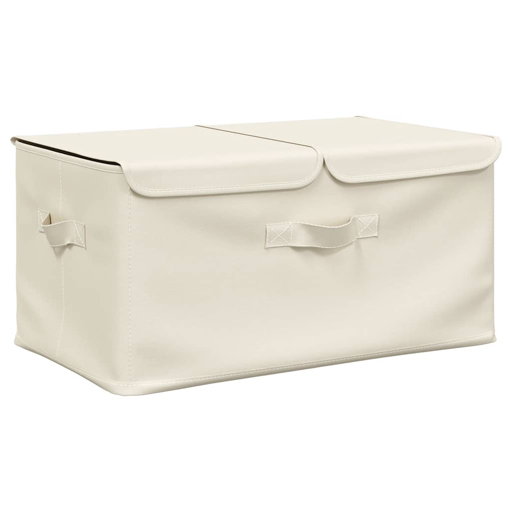 Scatole Portaoggetti 2pz in Tessuto 50x30x25 cm Crema