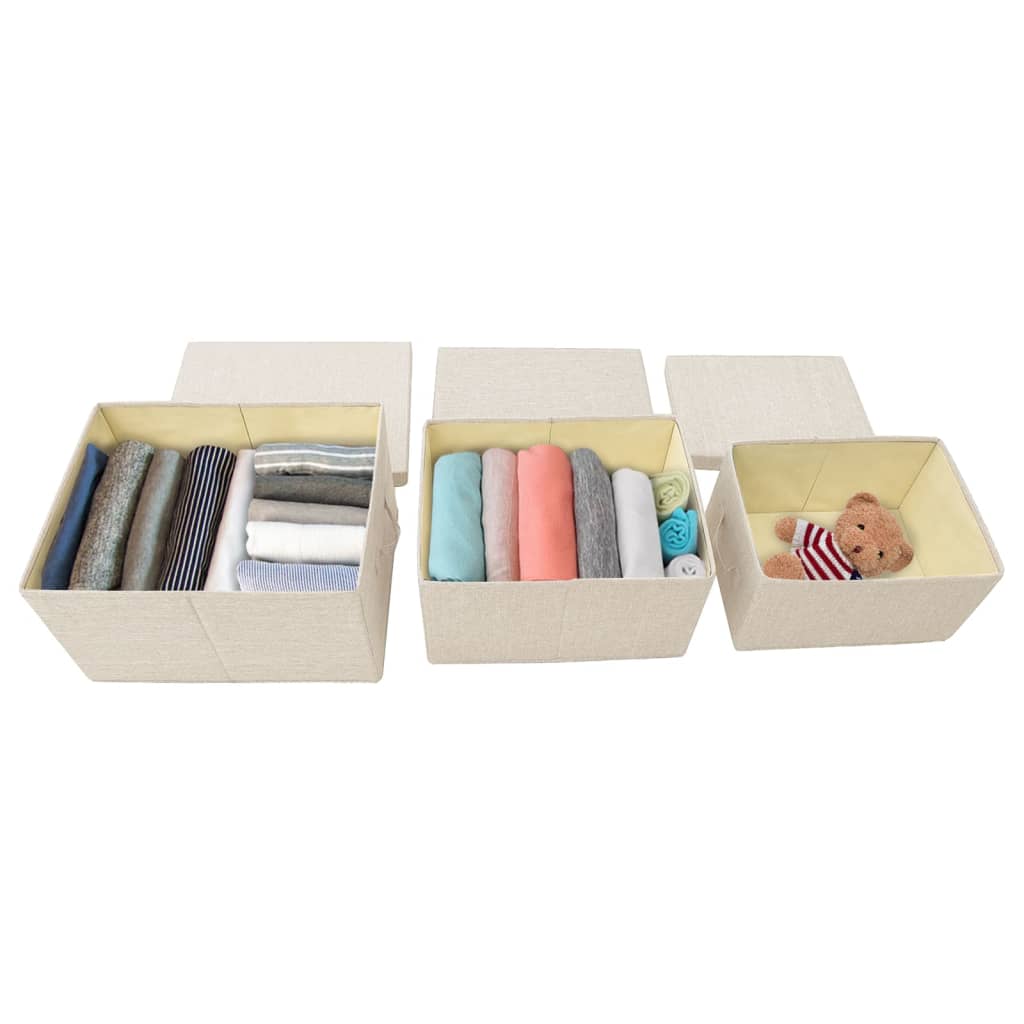 Scatole Portaoggetti Impilabili Set 3pz in Tessuto Crema
