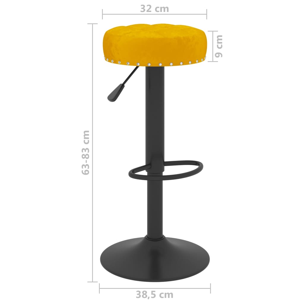 Sgabelli da Bar 2 pz Giallo Senape in Velluto