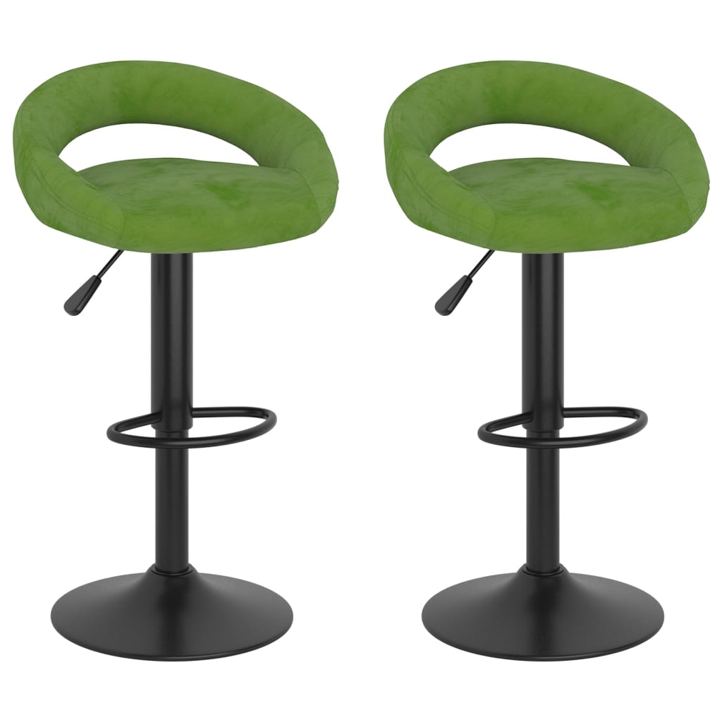 Sgabelli da Bar 2 pz Verde Chiaro in Velluto