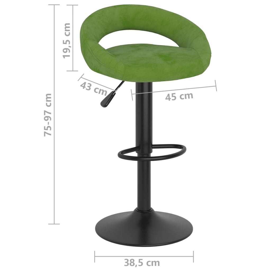 Sgabelli da Bar 2 pz Verde Chiaro in Velluto