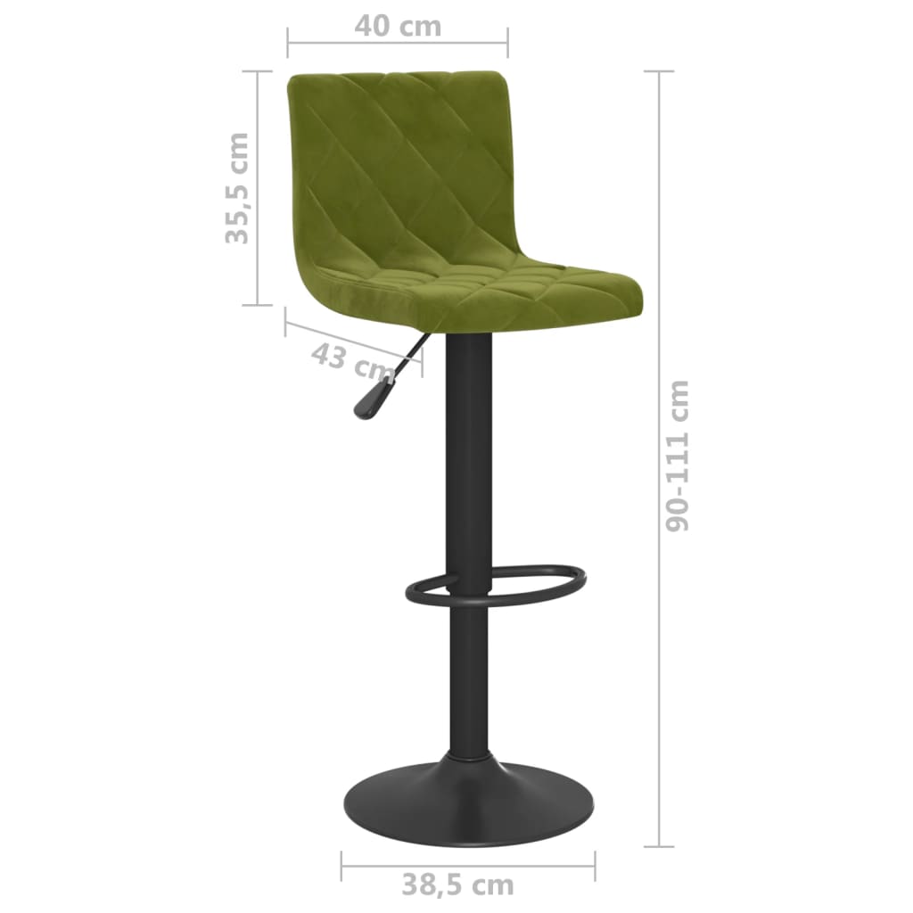 Sgabelli da Bar 2 pz Verde Chiaro in Velluto