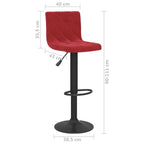 Sgabelli da Bar 2 pz Rosso Vino in Velluto