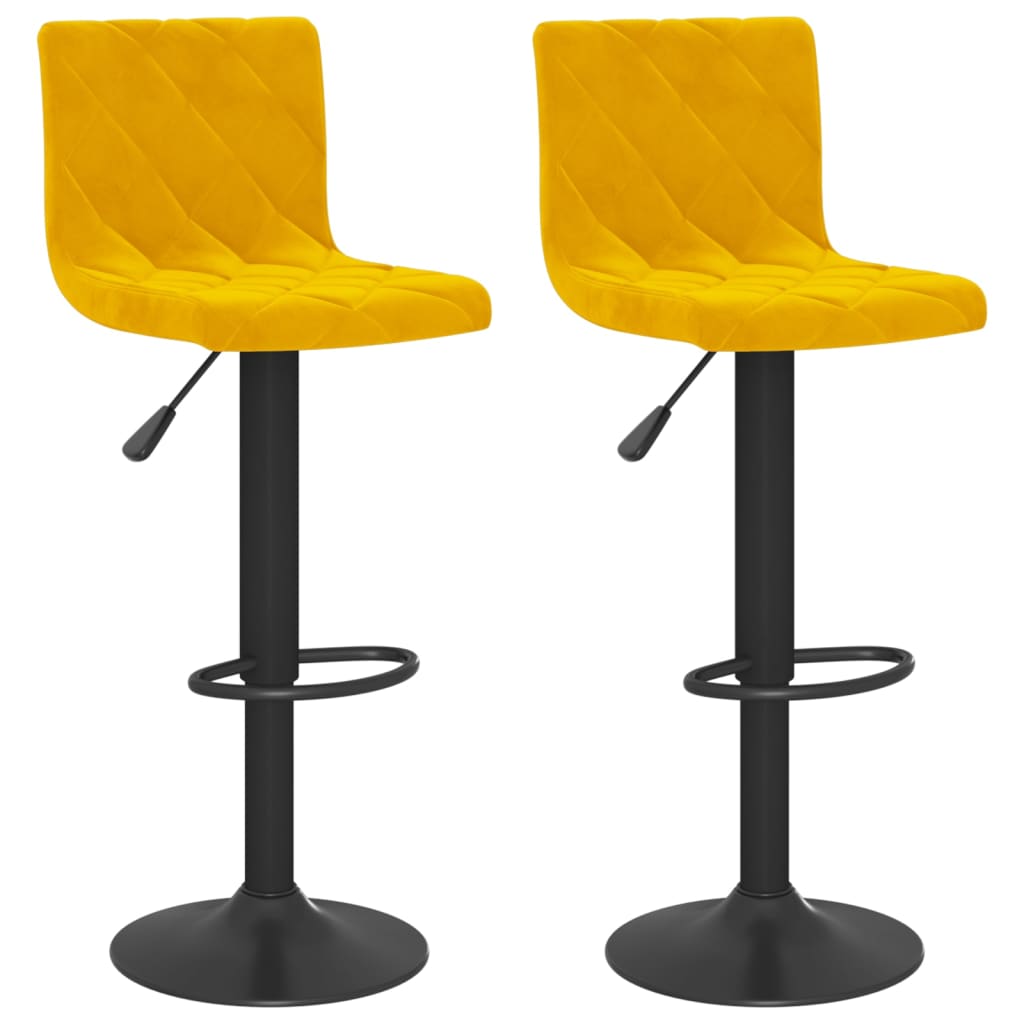 Sgabelli da Bar 2 pz Giallo Senape in Velluto