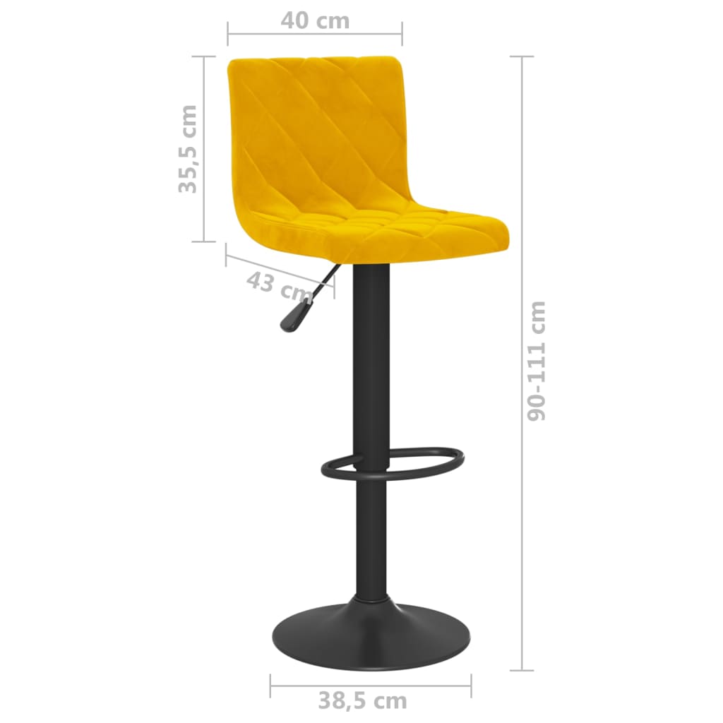 Sgabelli da Bar 2 pz Giallo Senape in Velluto