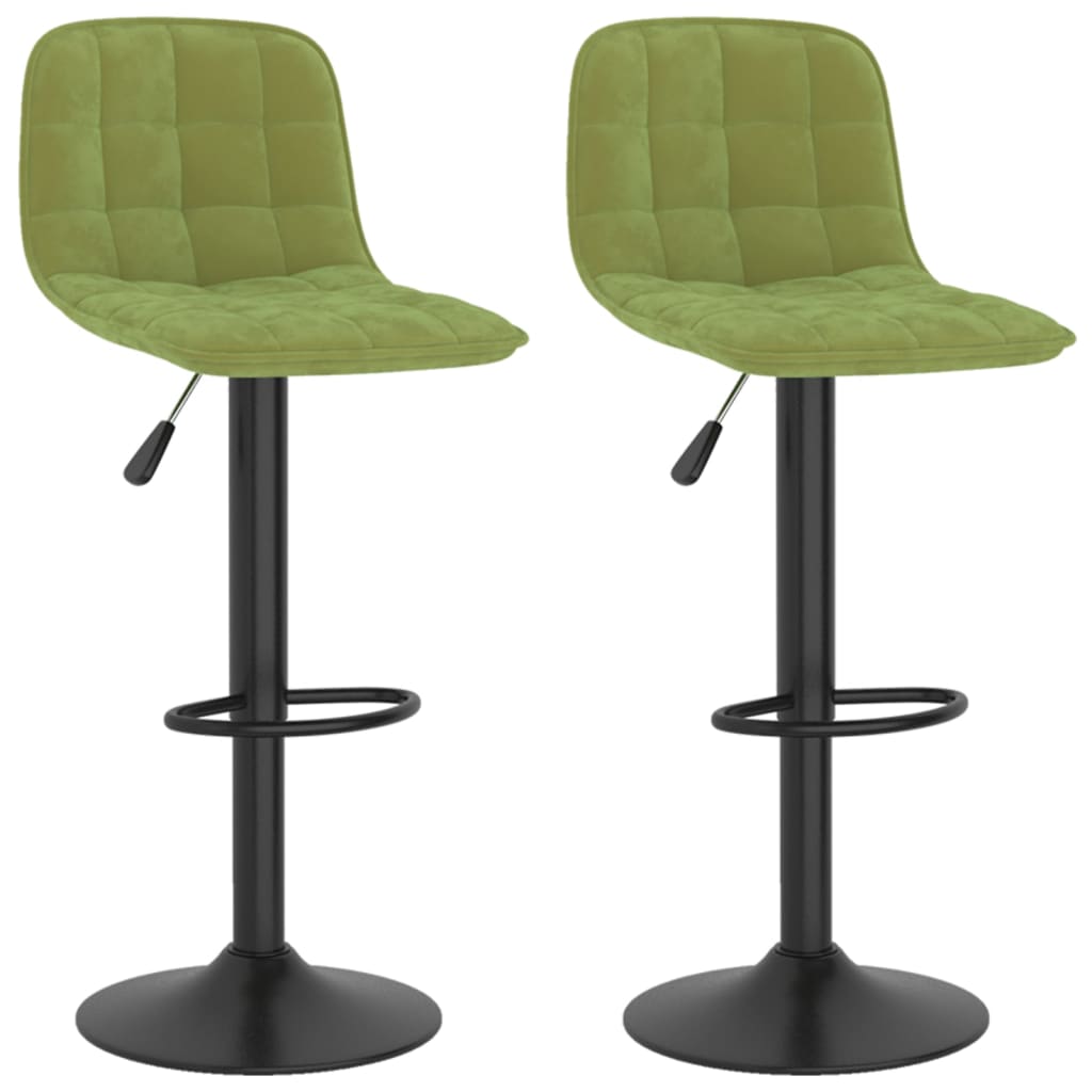 Sgabelli da Bar 2 pz Verde Chiaro in Velluto