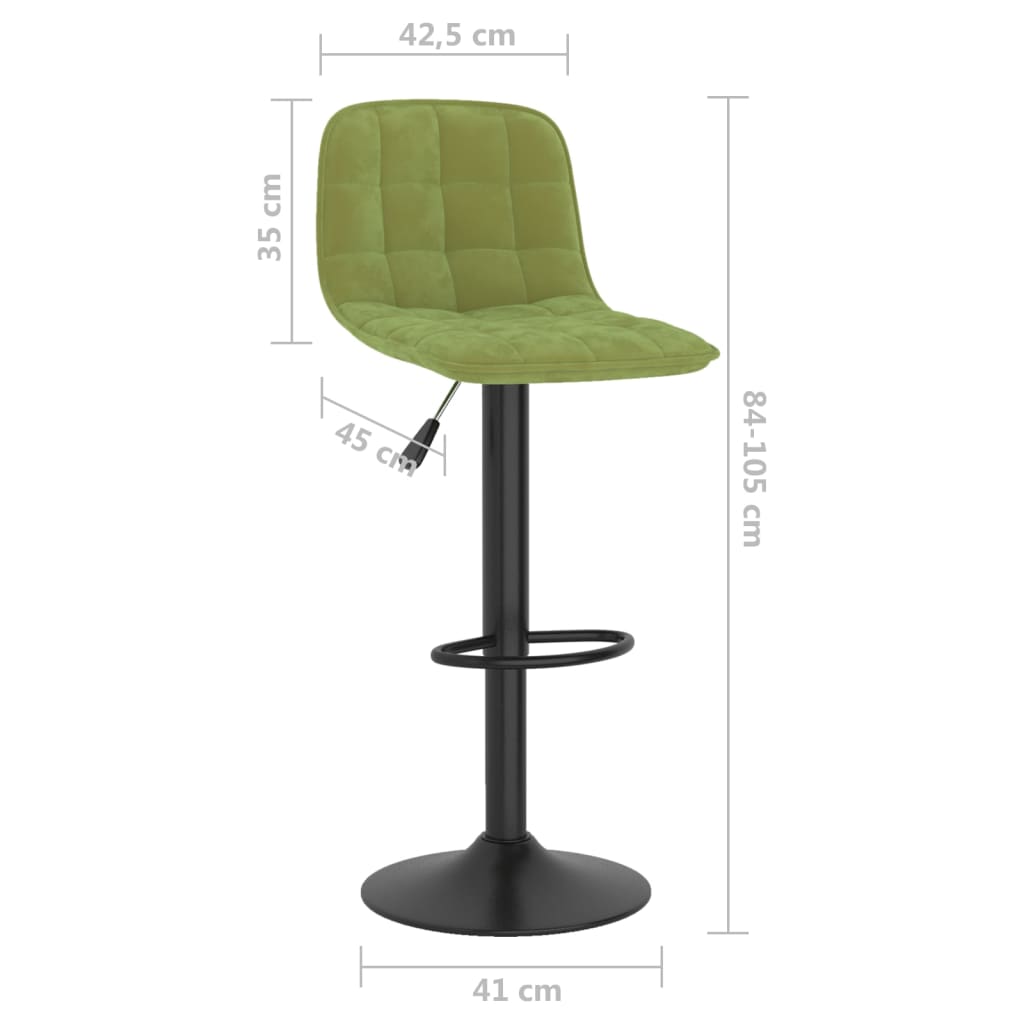 Sgabelli da Bar 2 pz Verde Chiaro in Velluto