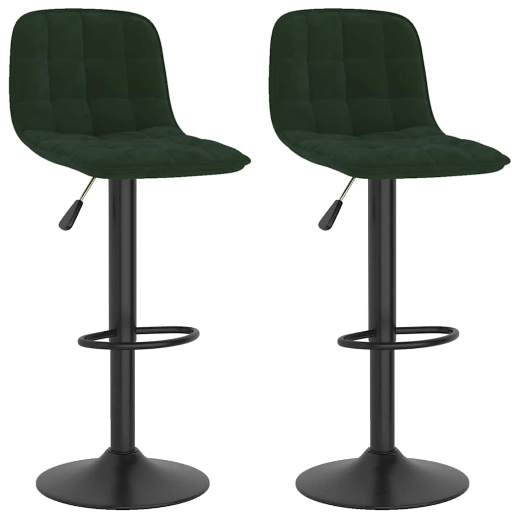 Sgabelli da Bar 2 pz Verde Scuro in Velluto