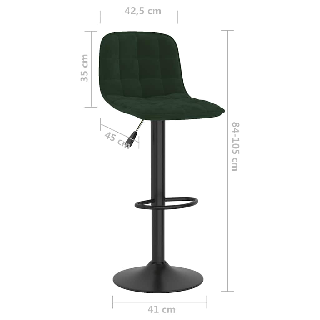 Sgabelli da Bar 2 pz Verde Scuro in Velluto