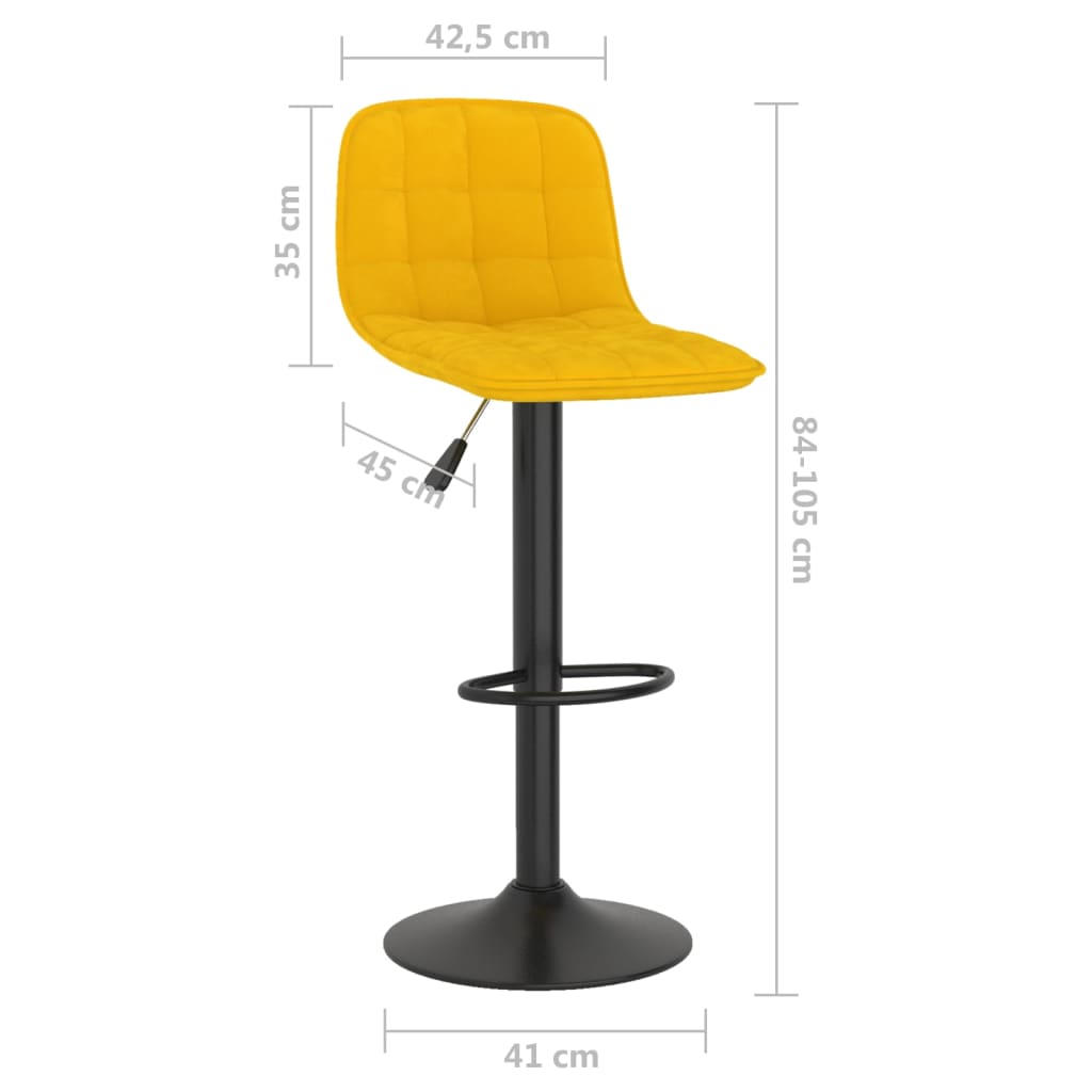 Sgabelli da Bar 2 pz in Velluto Giallo