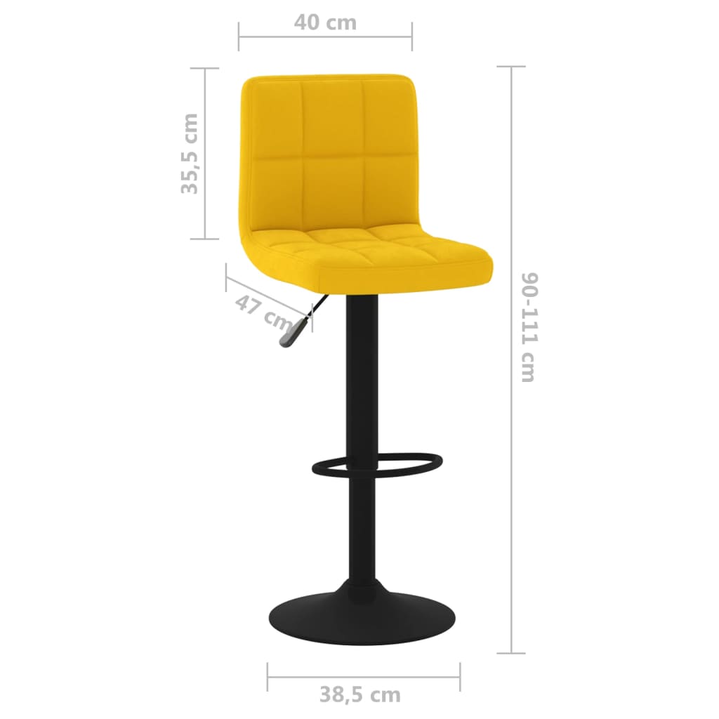 Sgabelli da Bar 2 pz Giallo Senape in Velluto