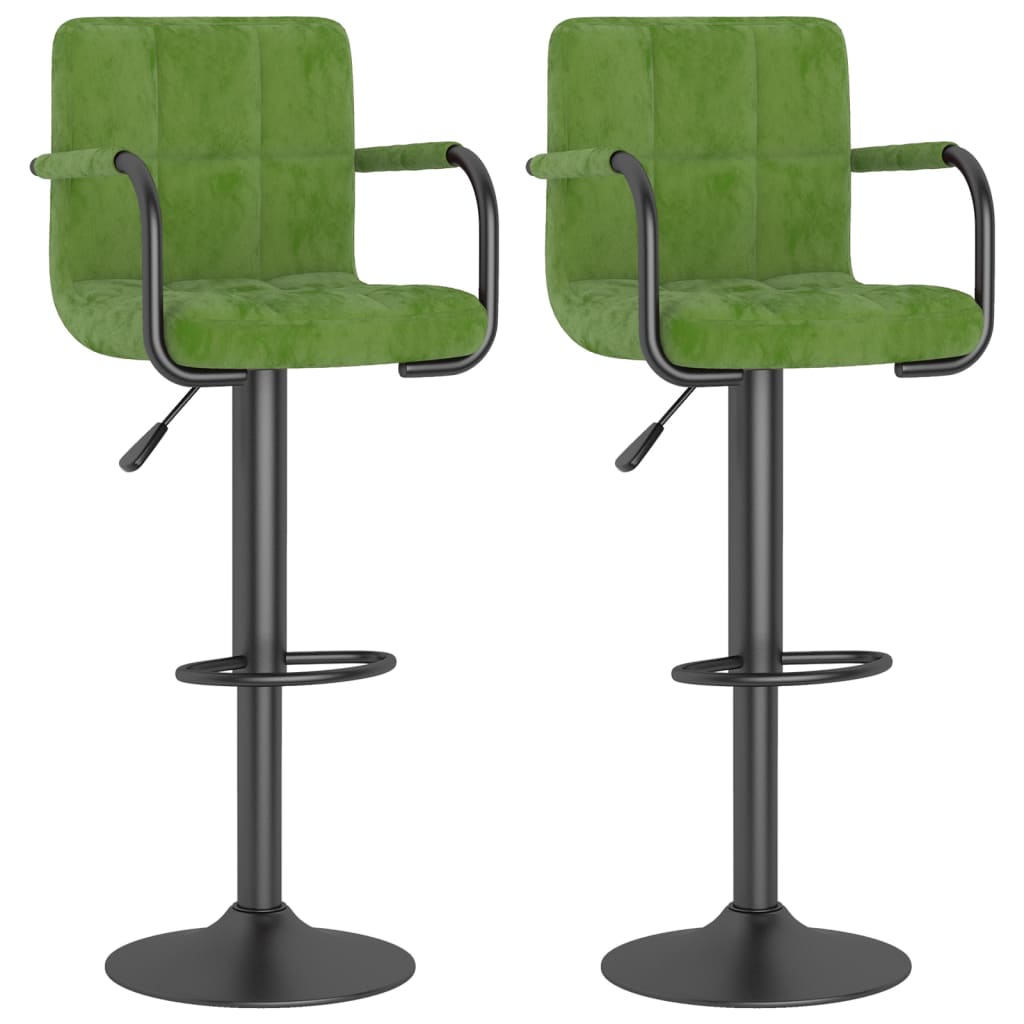 Sgabelli da Bar 2 pz Verde Chiaro in Velluto