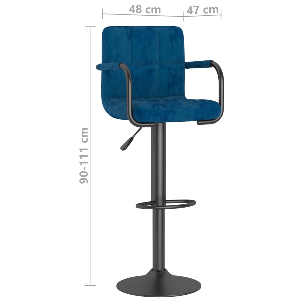 Sgabelli da Bar 2 pz Blu in Velluto