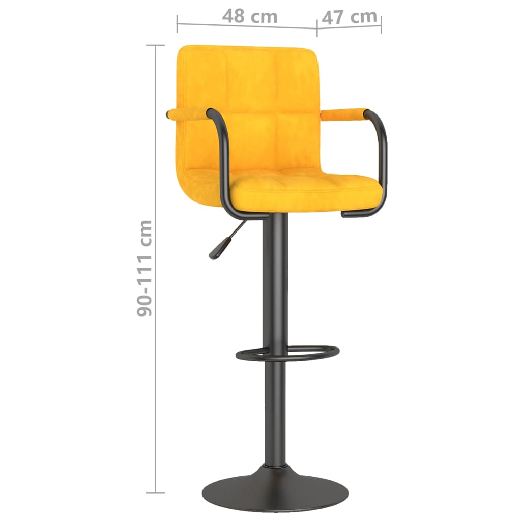 Sgabelli da Bar 2 pz Giallo Senape in Velluto