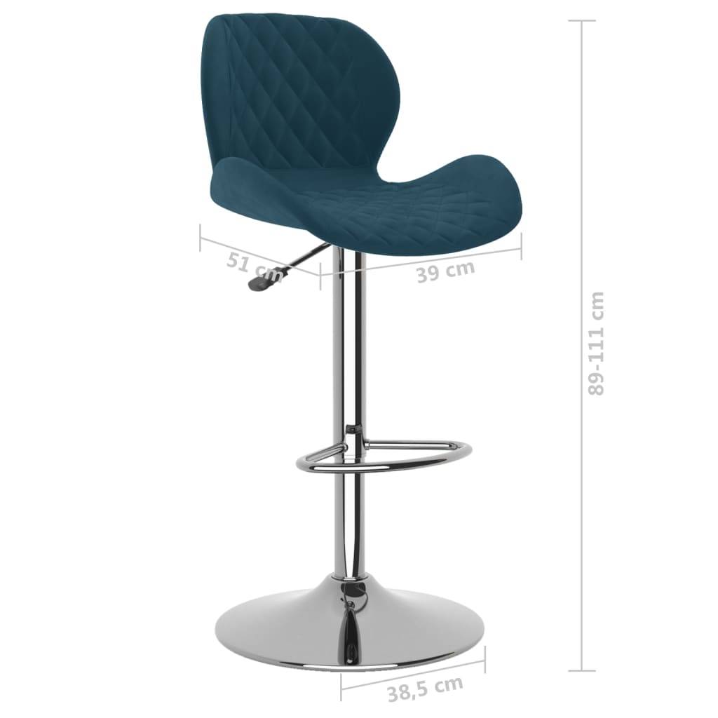Sgabelli da Bar 2 pz Blu in Velluto