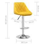 Sgabello da Bar Giallo Senape in Velluto