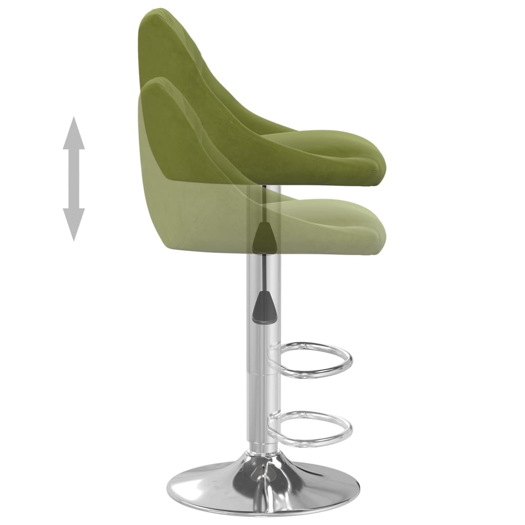 Sgabelli da Bar 2 pz Verde Chiaro in Velluto