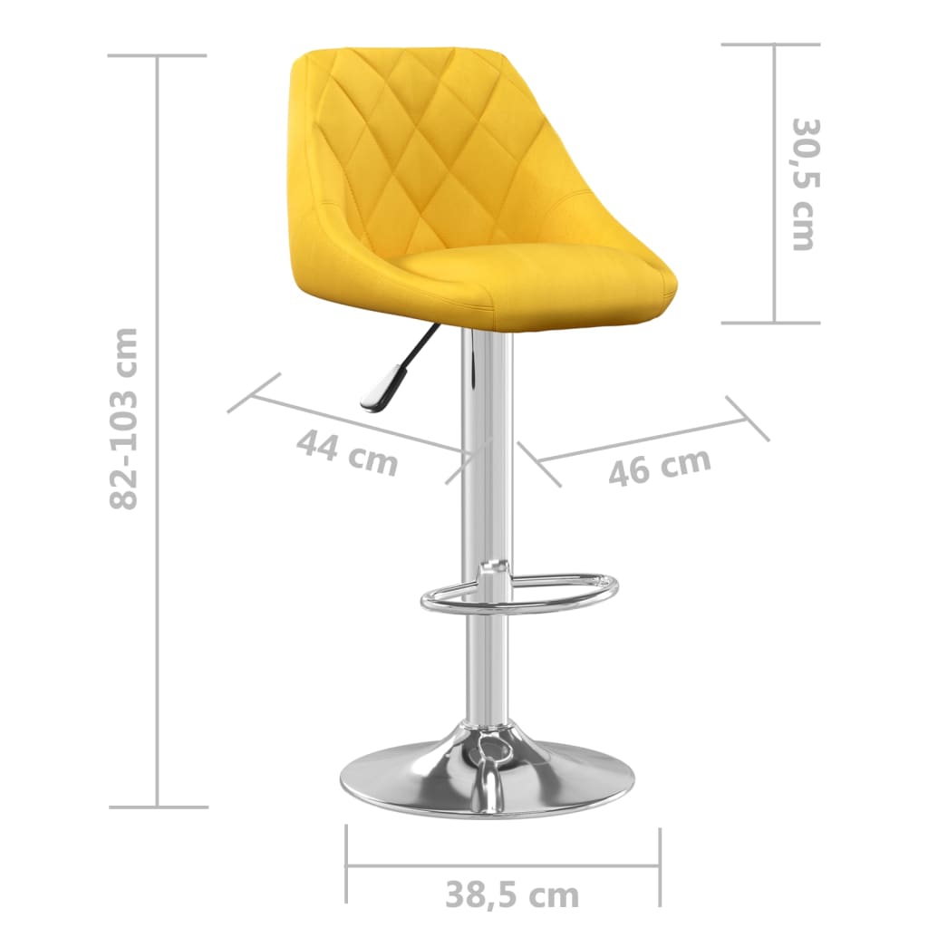 Sgabelli da Bar 2 pz Giallo Senape in Velluto