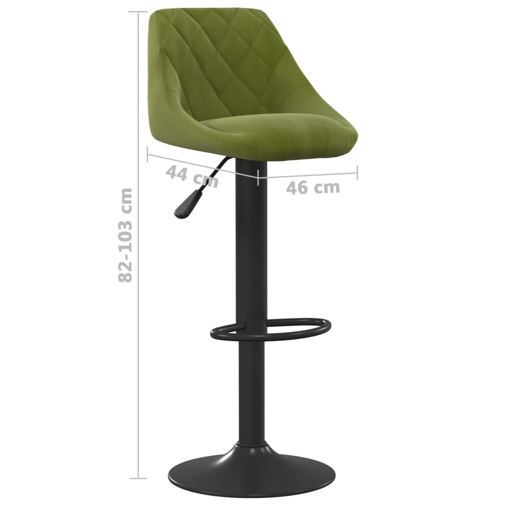 Sgabelli da Bar 2 pz Verde Chiaro in Velluto