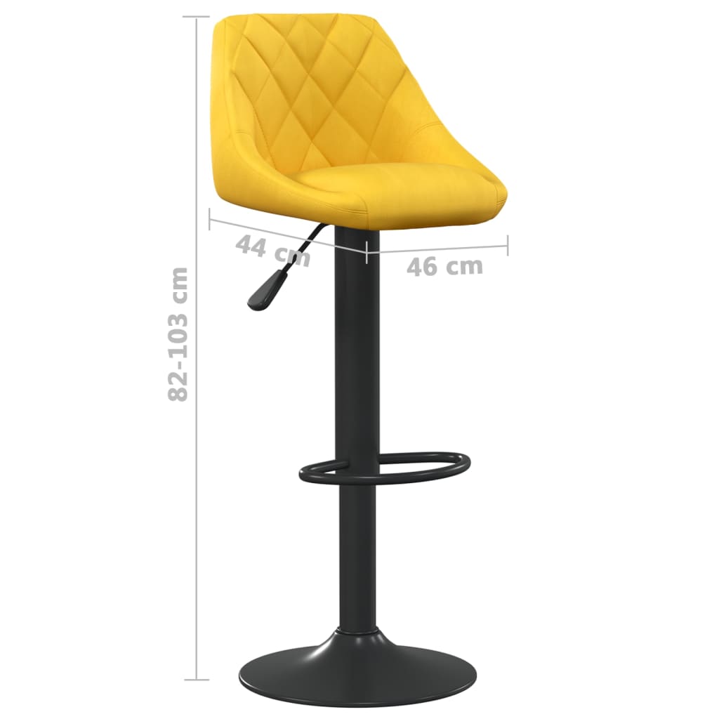 Sgabelli da Bar 2 pz Giallo Senape in Velluto