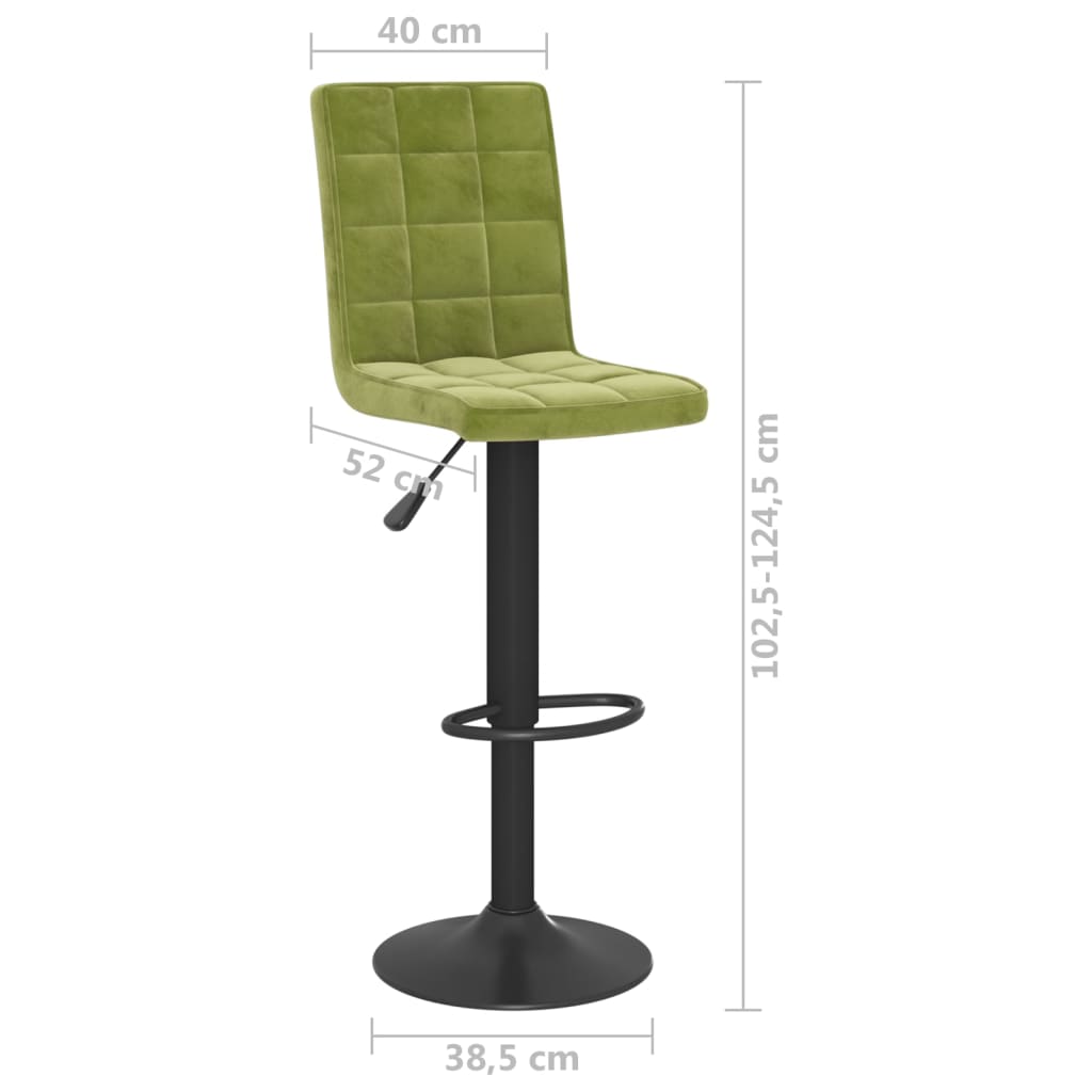 Sgabelli da Bar 2 pz Verde Chiaro in Velluto