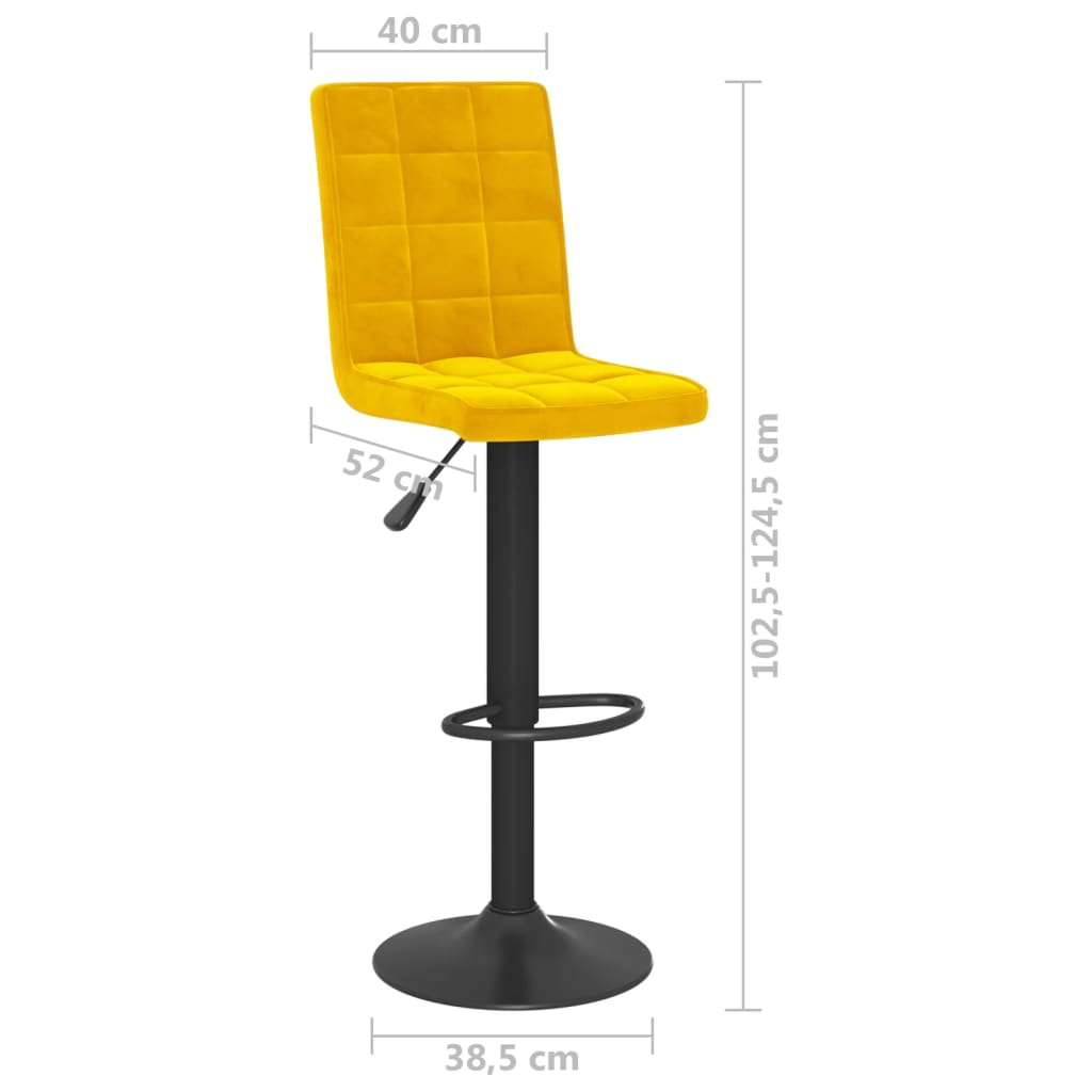 Sgabelli da Bar 2 pz Giallo Senape in Velluto