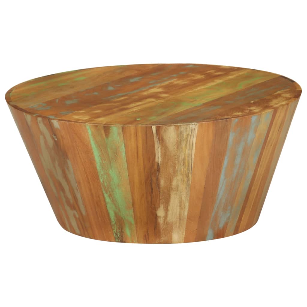 Tavolino da Salotto Ø65x31 cm in Legno Massello di Recupero