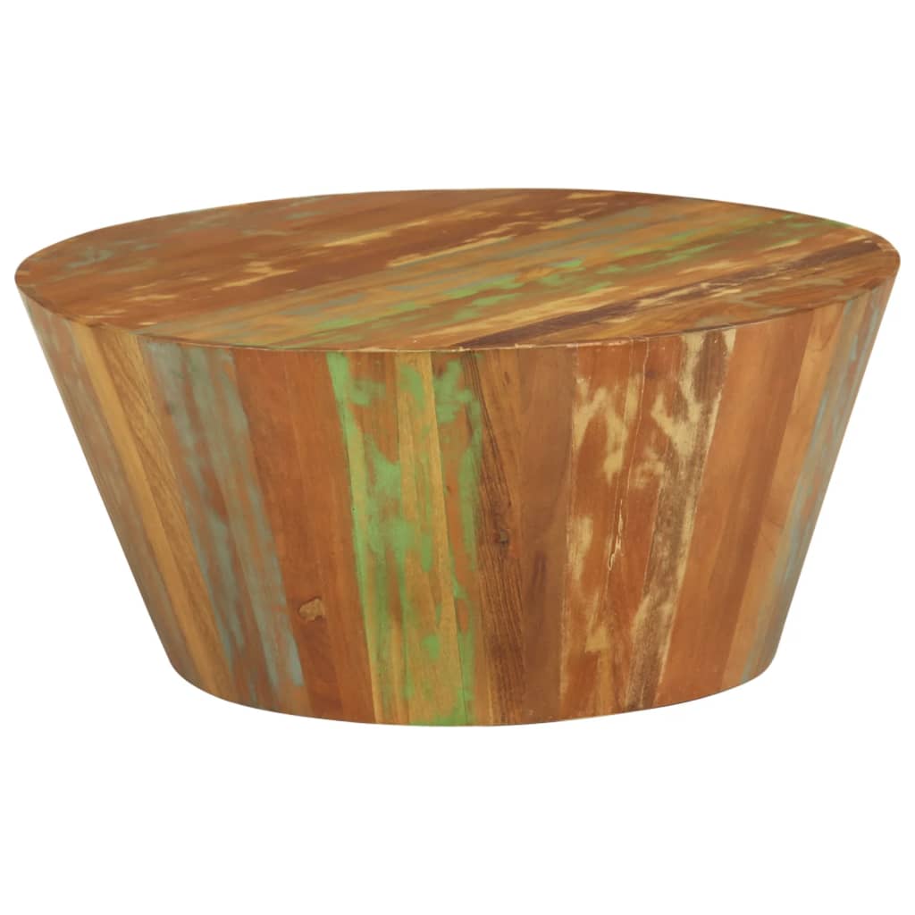 Tavolino da Salotto Ø65x31 cm in Legno Massello di Recupero