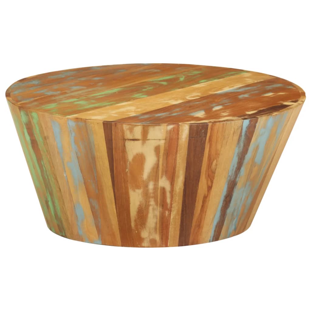 Tavolino da Salotto Ø65x31 cm in Legno Massello di Recupero