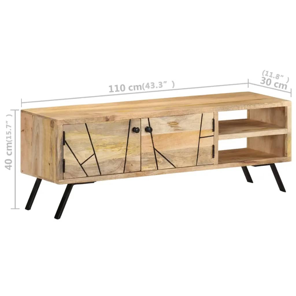 Mobile Porta TV 110x30x40 cm in Legno Massello di Mango