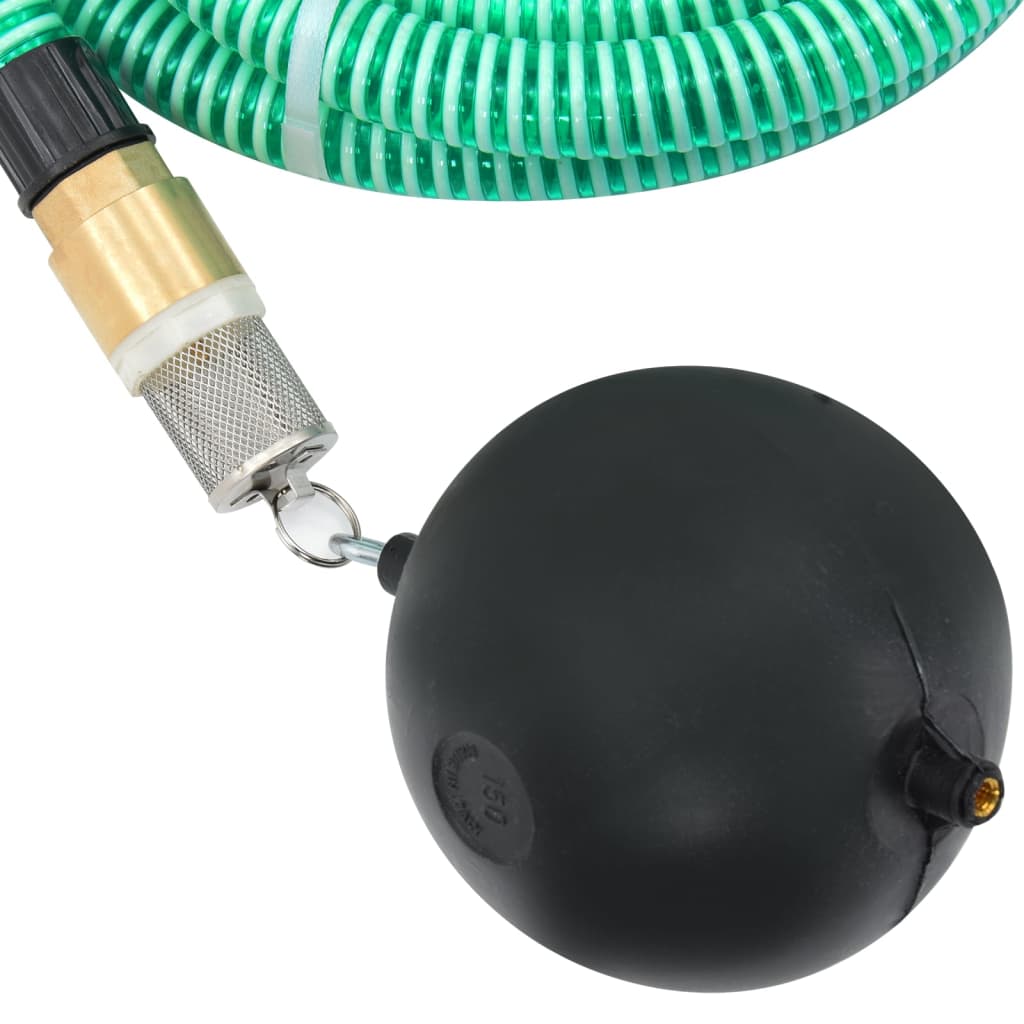 Tubo di Aspirazione con Raccordi in Ottone Verde 1,1" 10 m PVC