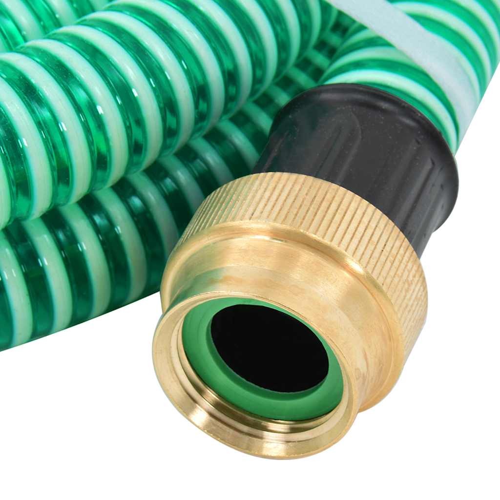 Tubo di Aspirazione PVC Verde con Raccordi in Ottone 1,1" 15 m