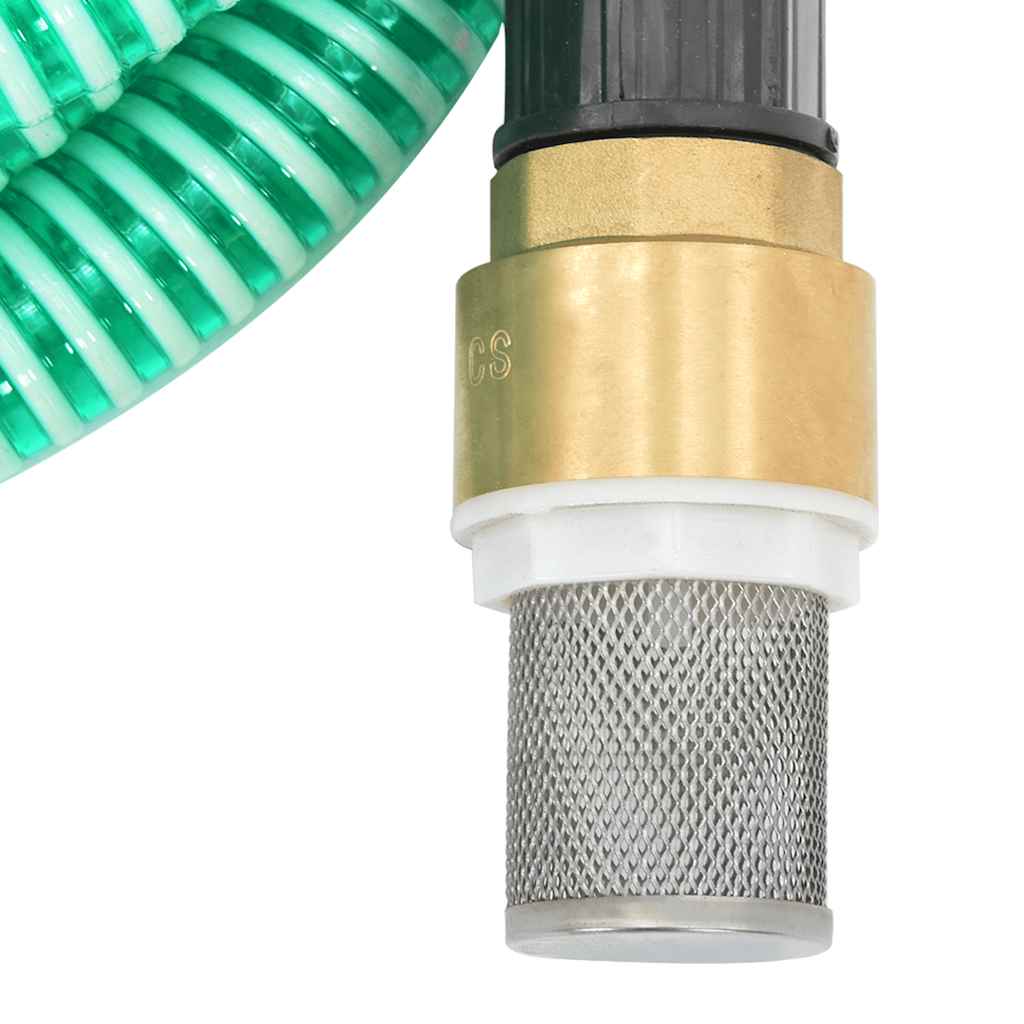 Tubo di Aspirazione PVC Verde con Raccordi in Ottone 1,1" 15 m