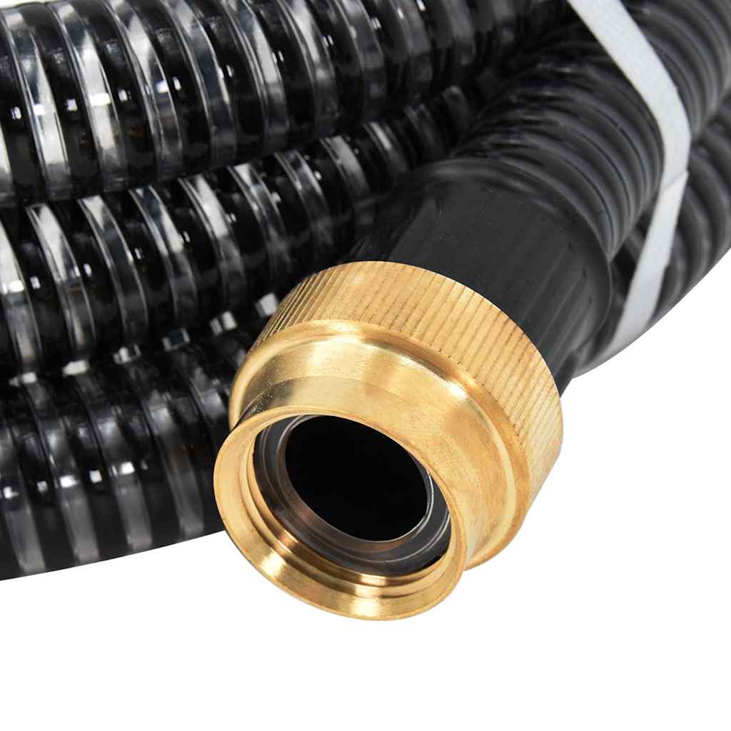 Tubo di Aspirazione con Connettori in Ottone 4 m 25 mm Nero