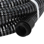 Tubo di Aspirazione con Raccordi in Ottone Nero 1,1" 7 m PVC