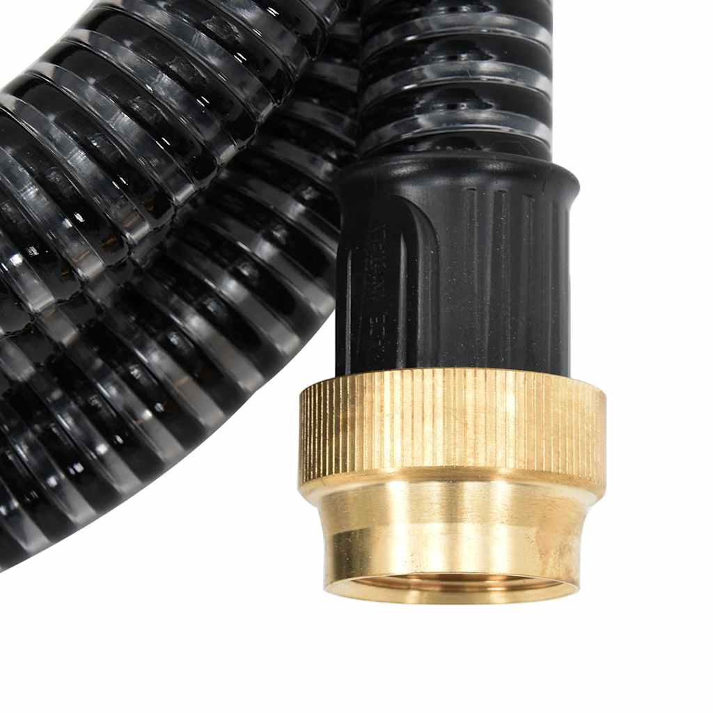 Tubo di Aspirazione PVC con Raccordi in Ottone Nero 1,1" 15 m