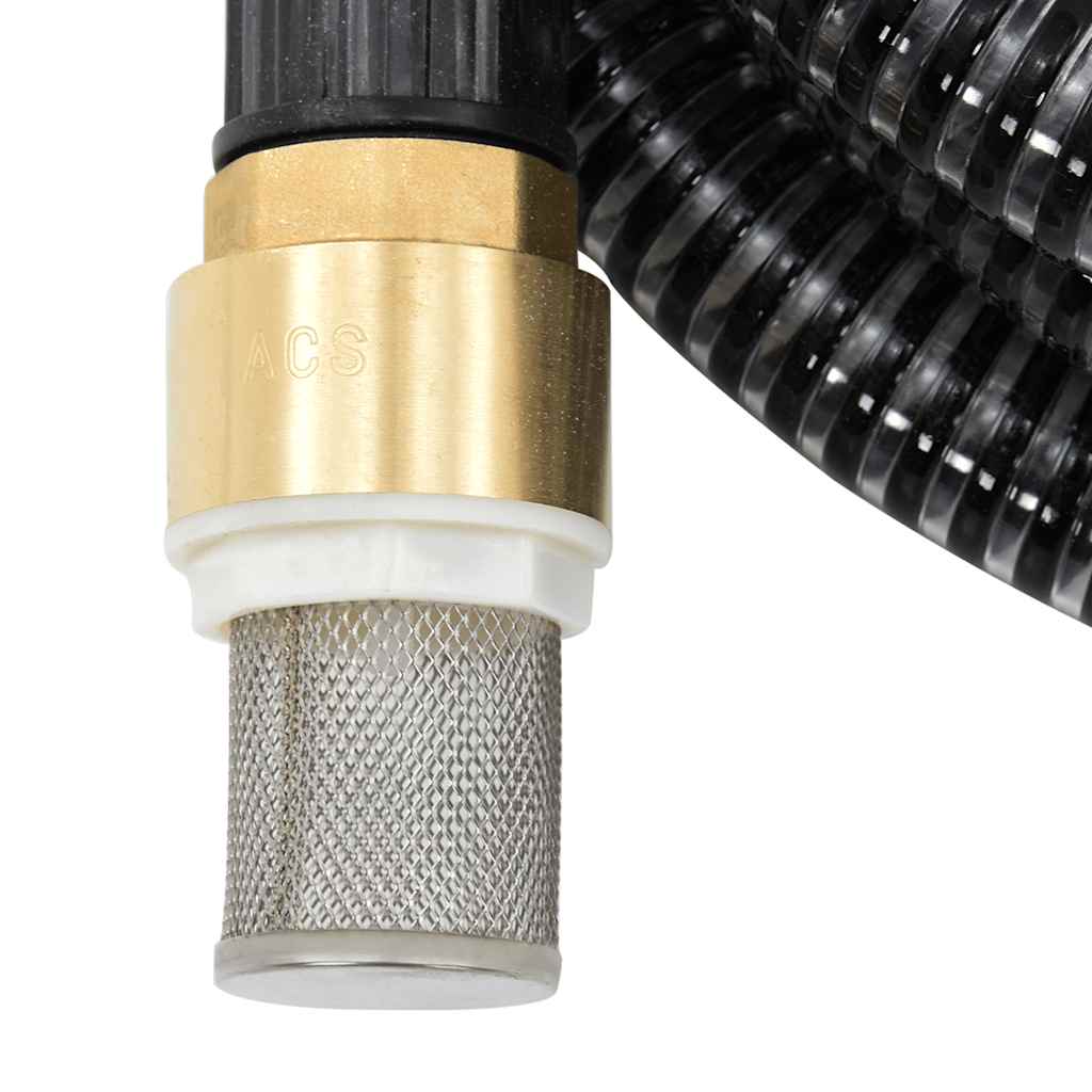 Tubo di Aspirazione PVC con Raccordi in Ottone Nero 1,1" 15 m