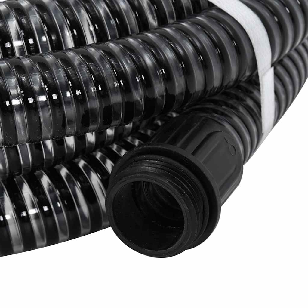 Tubo di Aspirazione con Raccordi in Ottone Nero 1,1" 25 m PVC