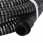 Tubo di Aspirazione con Raccordi in Ottone Nero 1,1" 25 m PVC
