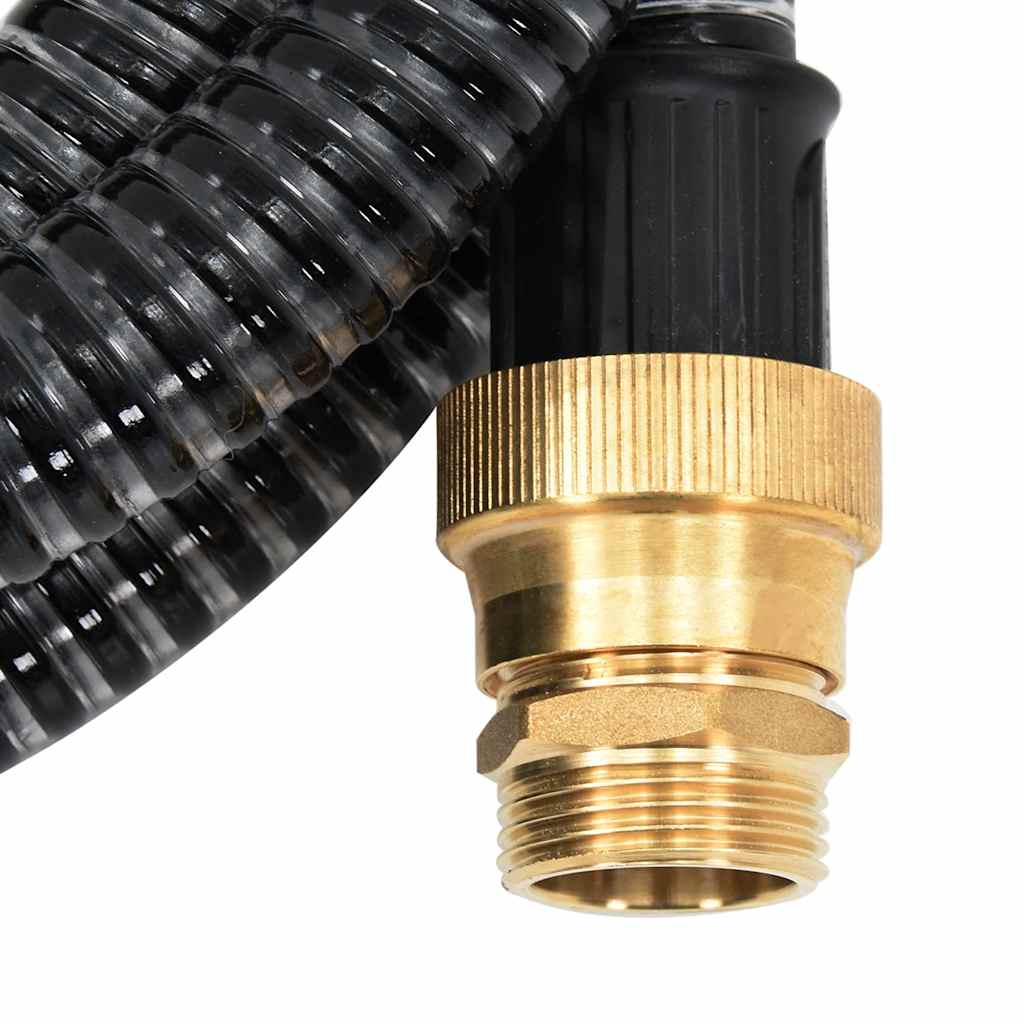 Tubo di Aspirazione con Raccordi in Ottone Nero 1,1" 25 m PVC
