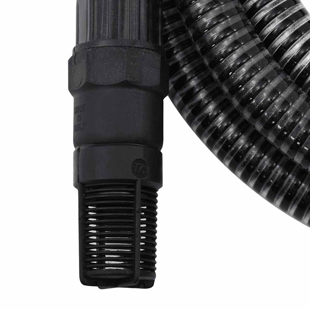 Tubo di Aspirazione con Raccordi in Ottone Nero 1" 7 m in PVC